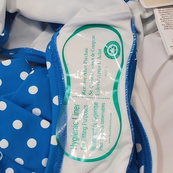 MICHAEL KORS blue Dot Belted Halter One-Piece Swimsuit Size 8 - Picture 7 of 8